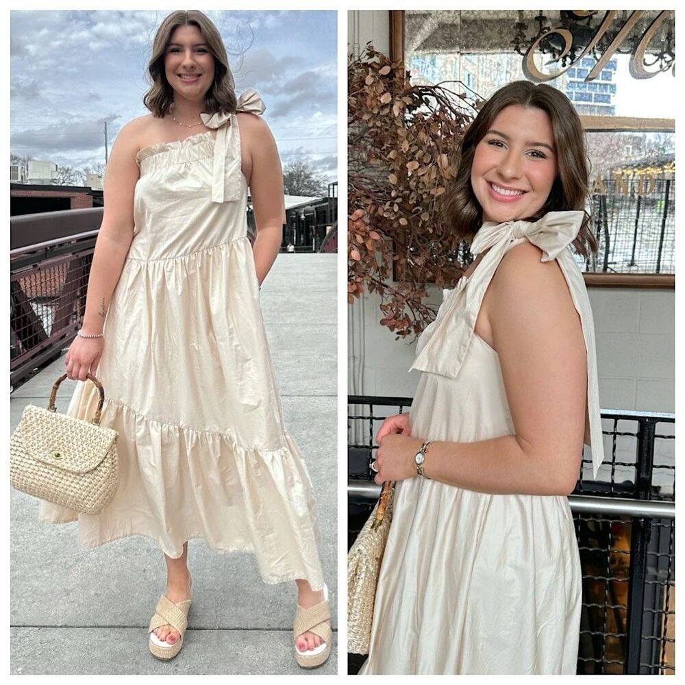 Mable Ava One Shoulder Tiered Maxi Dress Womens Sz L Cream Sleeveless - Picture 2 of 16